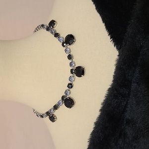 Black and Pale Blue Rhinestone Necklace